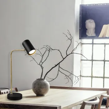 Lampa de masa Marley, TRIO, 12x25x45 cm, 5W, 1x GU10, metal, bronz mat/negru imagine