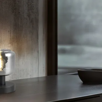 Lampa de masa Mataro, TRIO, 12x18 cm, 10W, 1x E14, metal, negru mat/argintiu imagine