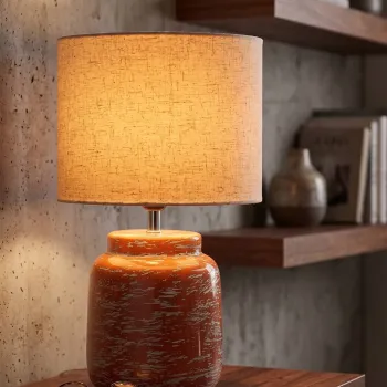 Lampa de masa, Mauro Ferretti, Contemporary Style, 27x47.5 cm, ceramica/fier, portocaliu imagine