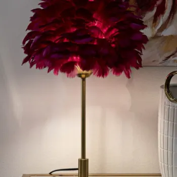 Lampa de masa, Mauro Ferretti, Feather, 1 x E27, 40W, 30x50 cm, fier/plastic, auriu/bordo imagine