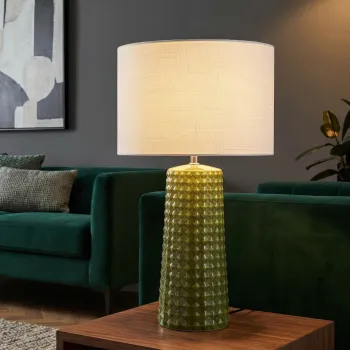 Lampa de masa, Mauro Ferretti, Gliss, 1 x E27, 40W, 30x52 cm, ceramica, verde/alb imagine