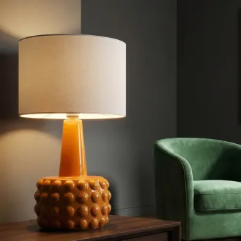 Lampa de masa, Mauro Ferretti, Gress, 1 x E27, 40W, 30x51.5 cm, ceramica, galben mustar/alb imagine