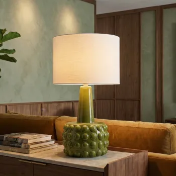 Lampa de masa, Mauro Ferretti, Gress, 1 x E27, 40W, 30x51.5 cm, ceramica, verde/alb imagine