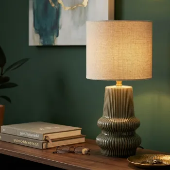 Lampa de masa, Mauro Ferretti, Harmony, 1 x E14, 40W, 20x41.5 cm, ceramica, verde imagine