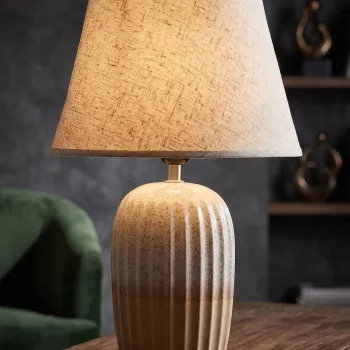 Lampa de masa, Mauro Ferretti, Japandi, 30x44 cm, ceramica/fier, nisip/piersica imagine