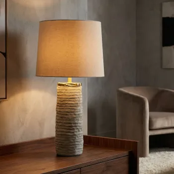 Lampa de masa, Mauro Ferretti, Lima, 1 x E27, 40W, 37x73 cm, ceramica, gri/auriu imagine