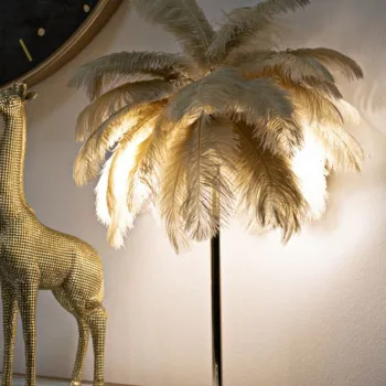 Lampa de masa, Mauro Ferretti, Palm Cammello, 2 x E14, 40W, 40x55 cm, fier/plastic, auriu/camel imagine
