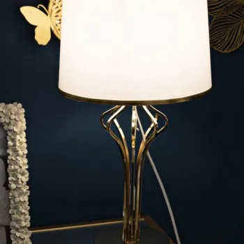 Lampa de masa, Mauro Ferretti, Slimmy, 1 x E27, 40W, 28x53 cm, fier/plastic, alb,auriu imagine