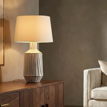 Lampa de masa, Mauro Ferretti, Tangeri, 1 x E27, 40W, 45x73 cm, ceramica, alb/auriu imagine