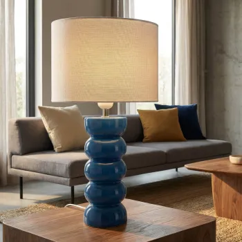 Lampa de masa, Mauro Ferretti, Torr, 1 x E27, 40W, 25x46 cm, ceramica, albastru/alb imagine