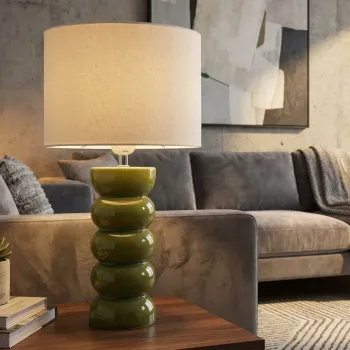 Lampa de masa, Mauro Ferretti, Torr, 1 x E27, 40W, 25x46 cm, ceramica, verde/alb imagine