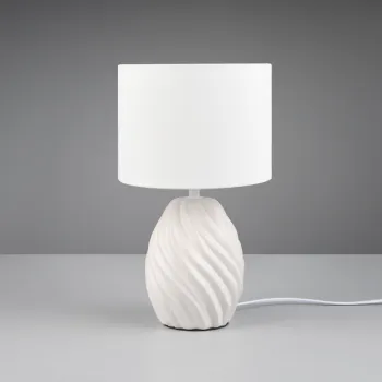 Lampa de masa Melva, RL, 18x31 cm, 40W, 1x E14, ceramica/textil, alb mat imagine