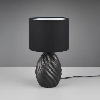Lampa de masa Melva, RL, 18x31 cm, 40W, 1x E14, ceramica/textil, negru mat imagine