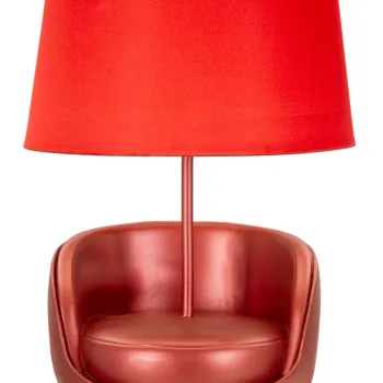 Lampa de masa Midcentury, Mauro Ferretti, 1 x E27, 40W, 26x43 cm, polirasina/fier, rosu imagine