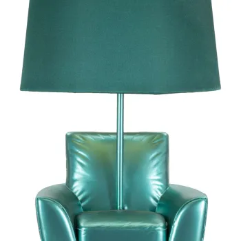 Lampa de masa Midcentury, Mauro Ferretti, 1 x E27, 40W, 26x43 cm, polirasina/fier, turcoaz imagine