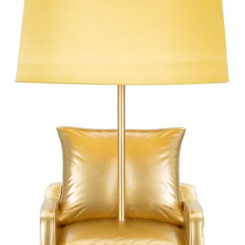 Lampa de masa Midcentury, Mauro Ferretti, 1 x E27, 40W, 26x46 cm, polirasina/fier, auriu imagine