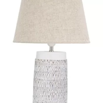 Lampa de masa, Nairobi, Mauro Ferretti, 1 x E27, 40W, O35 x 60.5 cm, polirasina/fier/textil, alb antic/maro imagine