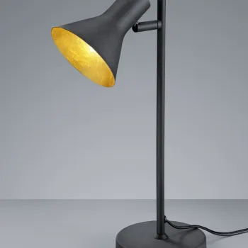 Lampa de masa Nina, RL, 13x39 cm, 28W, 1x E14, metal, negru/auriu imagine