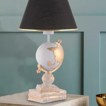 Lampa de masa, Opviq, 390FLH2248, Alb / Negru / Auriu imagine