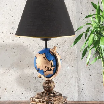 Lampa de masa, Opviq, 390FLH2250, Negru / Albastru / Auriu imagine