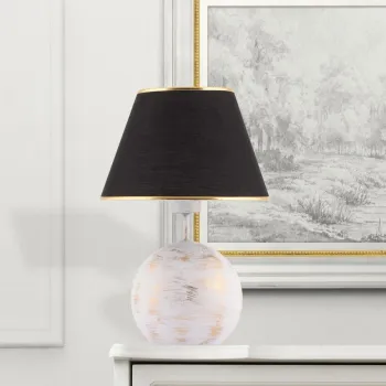 Lampa de masa, Opviq, 390FLH2252, Negru / Alb / Auriu imagine