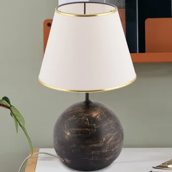 Lampa de masa, Opviq, 390FLH2255, Negru / Alb / Auriu imagine