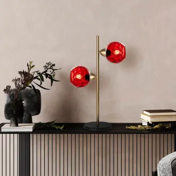 Lampa de masa, Opviq, 521SHN3669, Rosu / Auriu imagine