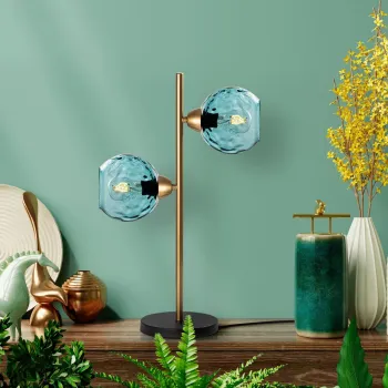 Lampa de masa, Opviq, 521SHN3670, Albastru / Auriu imagine