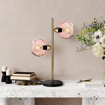 Lampa de masa, Opviq, 521SHN3671, Roz/Auriu imagine