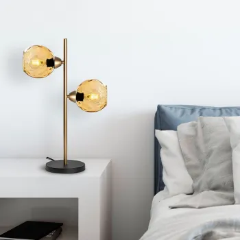 Lampa de masa, Opviq, 521SHN3672, Galben / Aur imagine