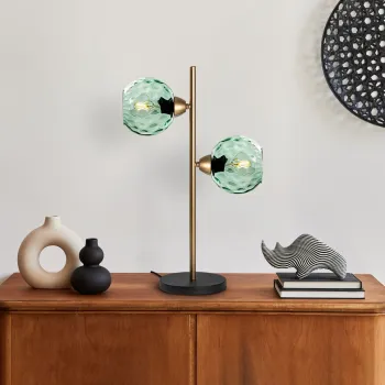 Lampa de masa, Opviq, 521SHN3673, Menta / Aur imagine