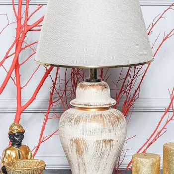 Lampa de masa, Opviq, 687HMY2118, Crem / Aur imagine