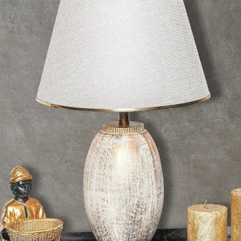 Lampa de masa, Opviq, 687HMY2120, Crem / Aur imagine