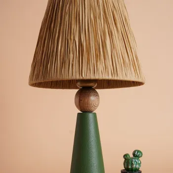 Lampa de masa, Opviq, 687HMY2203, Verde/Maro imagine