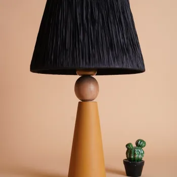 Lampa de masa, Opviq, 687HMY2204, Galben/Negru imagine