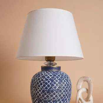 Lampa de masa, Opviq, 687HMY2207, Albastru/Alb imagine