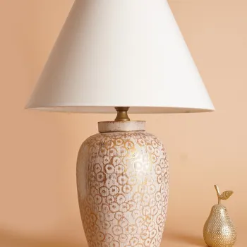 Lampa de masa, Opviq, 687HMY2284, Alb/Auriu imagine