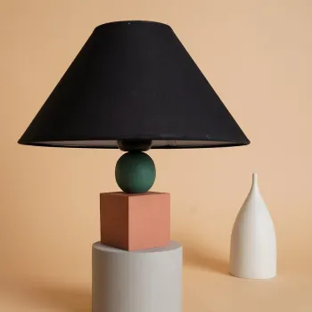 Lampa de masa, Opviq, 687HMY2295, Gri deschis / Rosu-tigla / Negru / Verde imagine