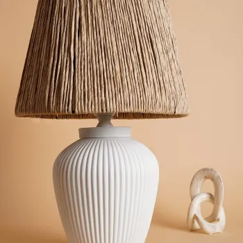 Lampa de masa, Opviq, 687HMY2296, Alb / Stejar imagine