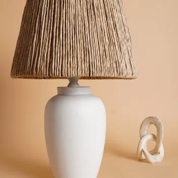 Lampa de masa, Opviq, 687HMY2299, Alb / Stejar imagine