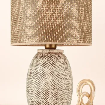 Lampa de masa, Opviq, 687HMY2351, Maro / Crem / Stejar imagine