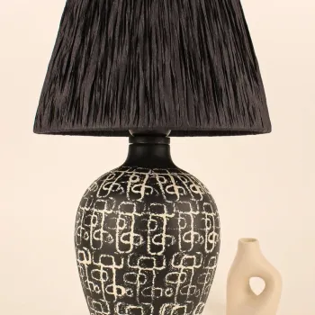 Lampa de masa, Opviq, 687HMY2369, Negru / Crem imagine