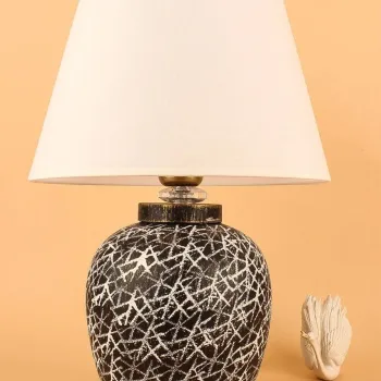 Lampa de masa, Opviq, 687HMY2381, Alb/Negru imagine