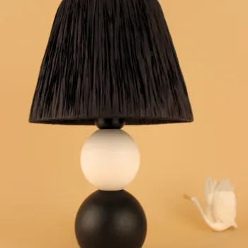 Lampa de masa, Opviq, 687HMY2385, Alb/Negru imagine