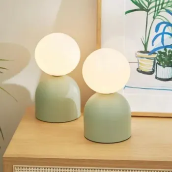 Lampa de masa, Opviq, 751ARL1121, Metal, Verde Menta / Alb imagine