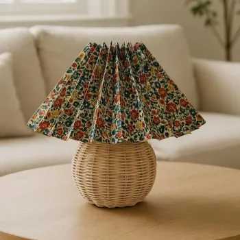 Lampa de masa, Opviq, 751ARL1134, CORP METALIC ACOPERIT CU LEMN, Multicolor / Bej imagine