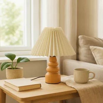 Lampa de masa, Opviq, 780SGN2156, Crem / Stejar imagine