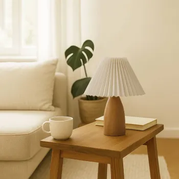 Lampa de masa, Opviq, 780SGN2159, Crem / Stejar imagine