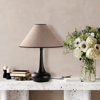 Lampa de masa, Opviq, 892OPV2454, Maro deschis / Negru imagine