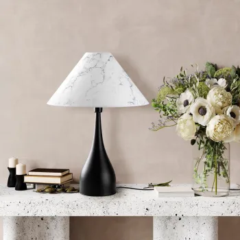 Lampa de masa, Opviq, 892OPV2466, Alb/Negru imagine